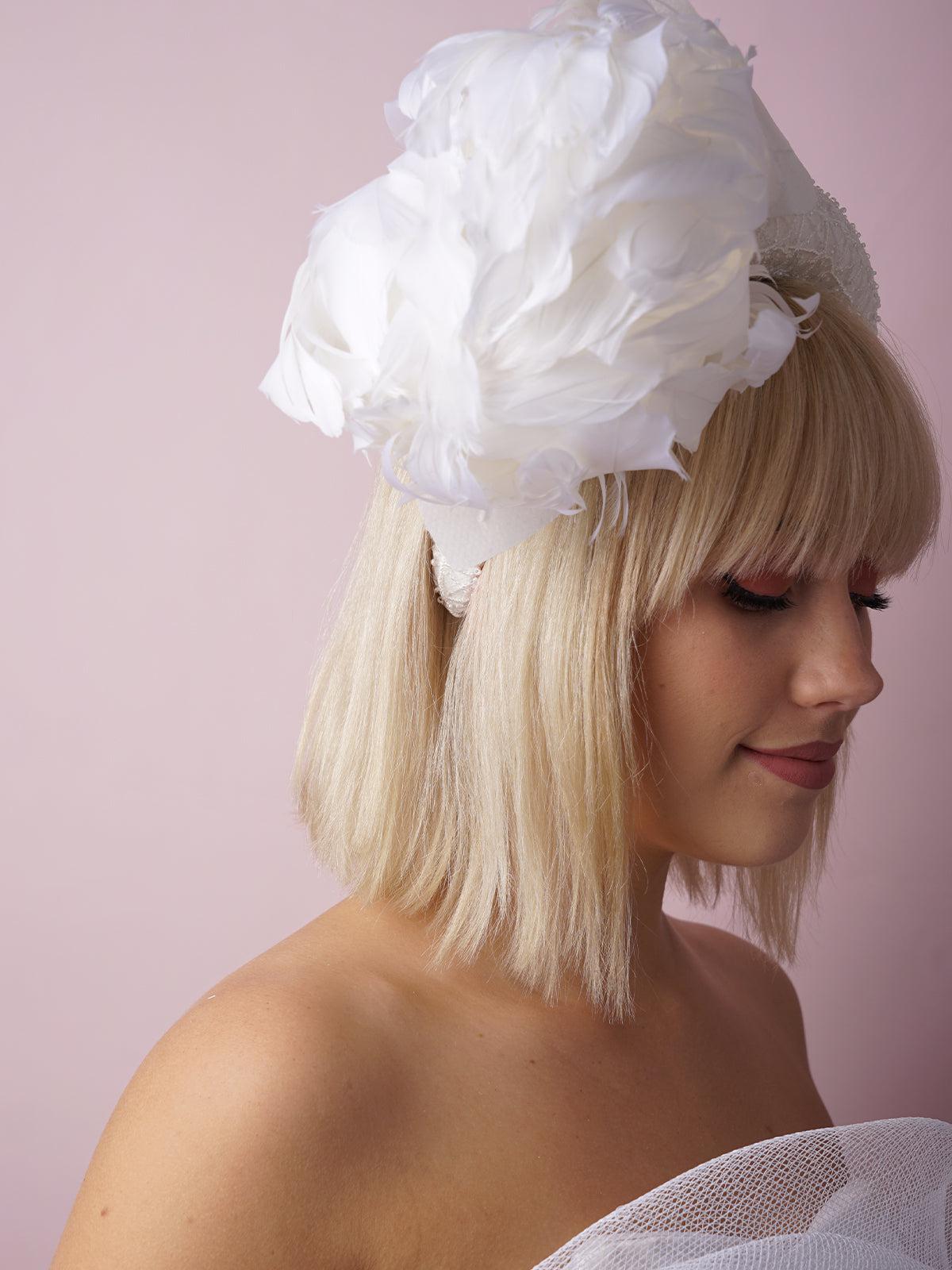 White Feather Flower Headband