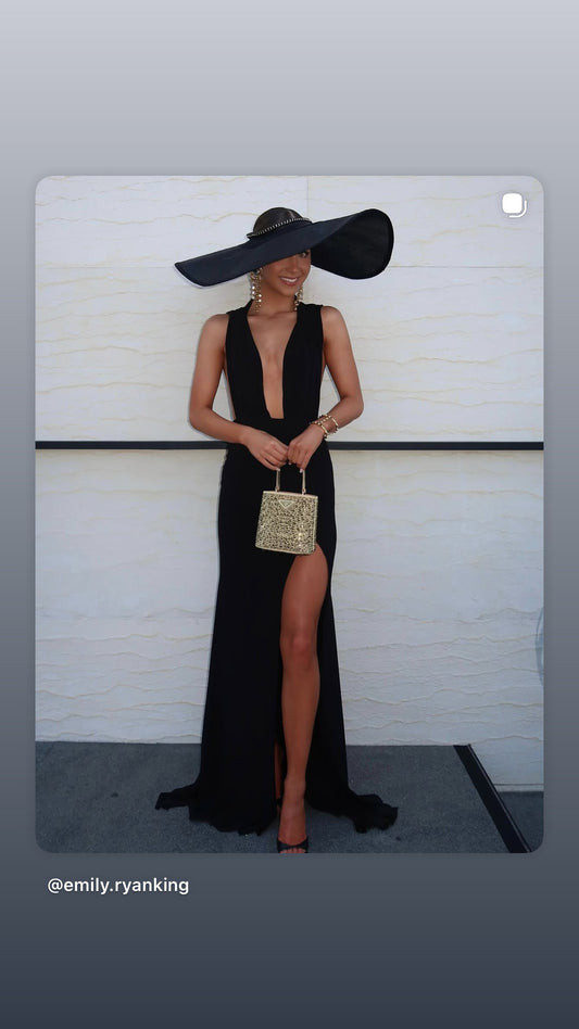 Black Large Brim Headpiece 2025- Derby Day