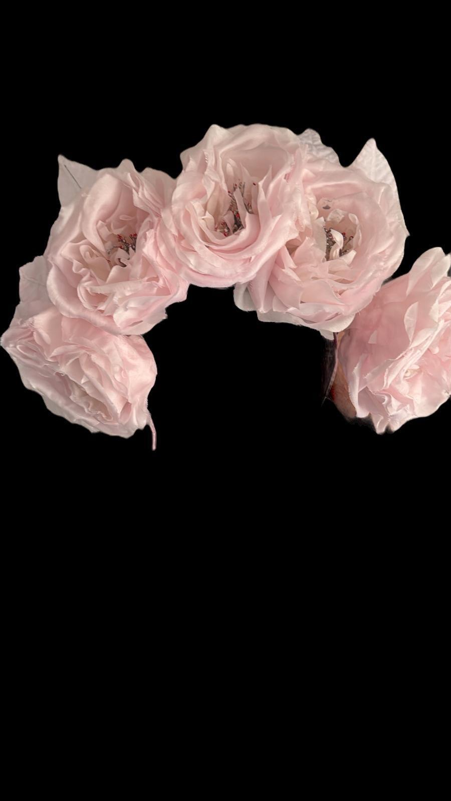 Vintage Pink Silk Rose Crown