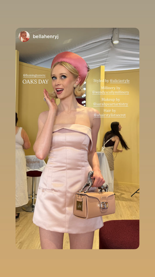 Salmon Pink Pillbox Oaks Day 2025