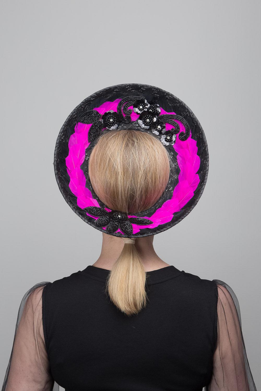 Black Pink Feather Halo