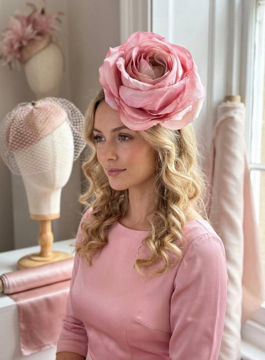 Pink Silk Rose Fascinator