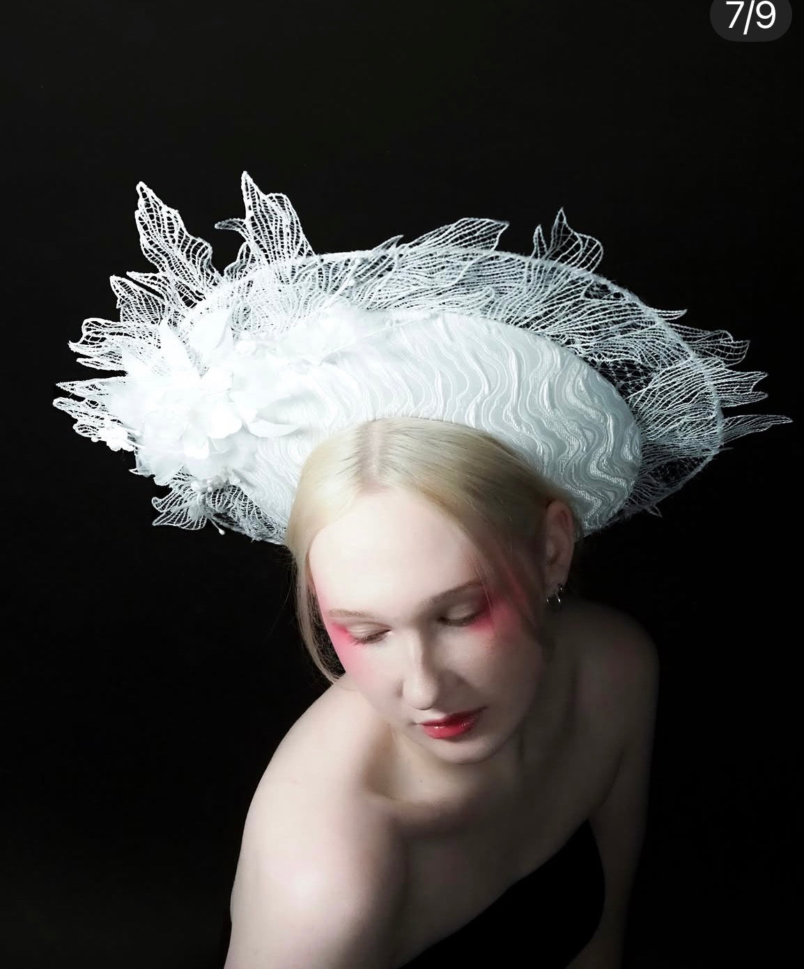 White Lace Halo Fascinator