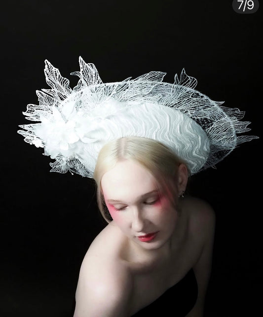 White Lace Halo Fascinator