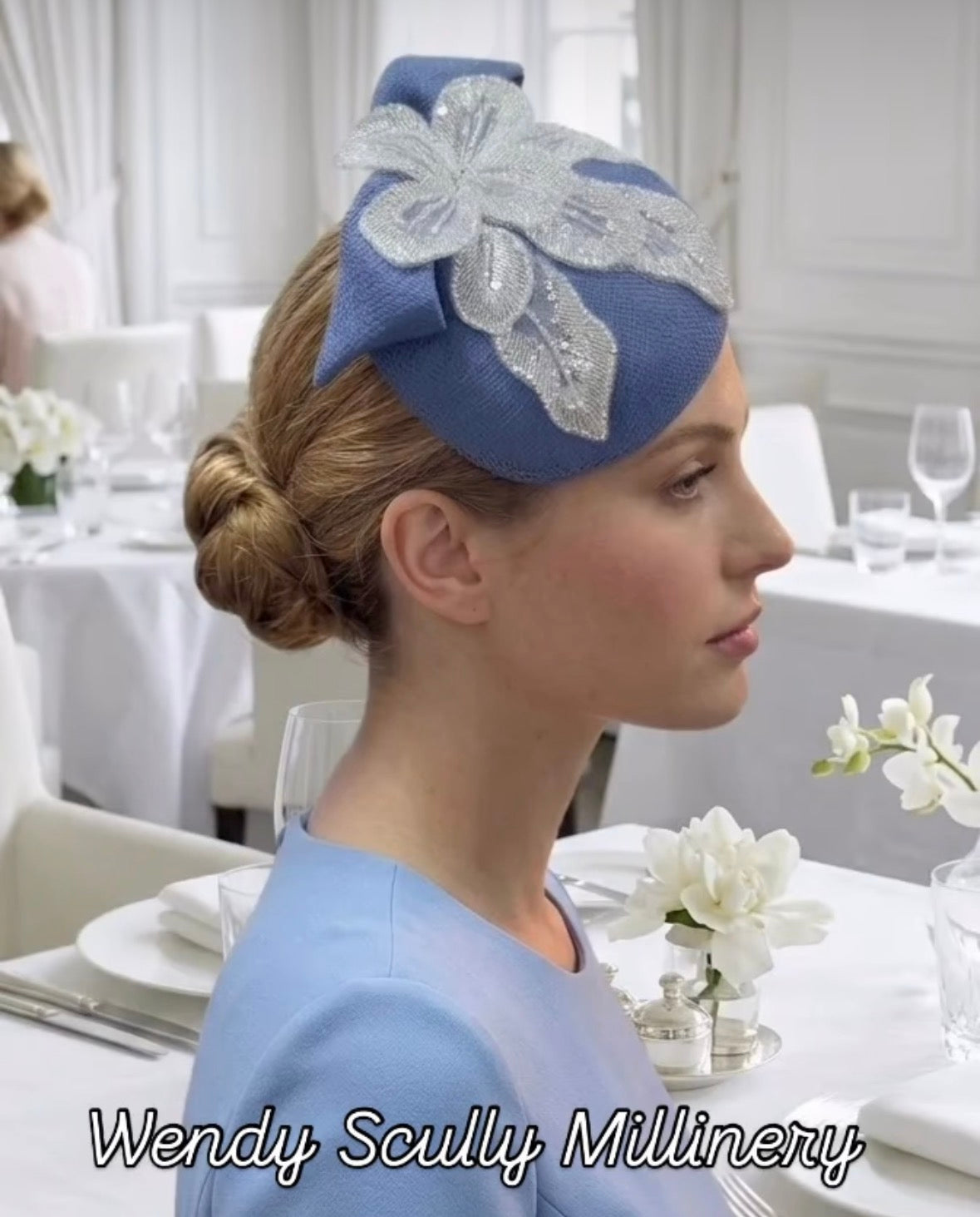 Pastel Blue and White Teardrop Hat