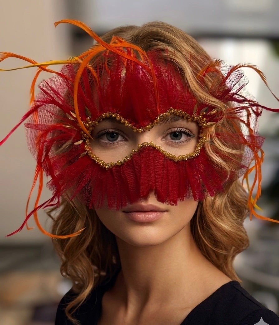 Red Tulle Mask