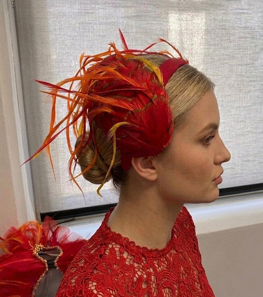 Red Biot Feather Bird Headband