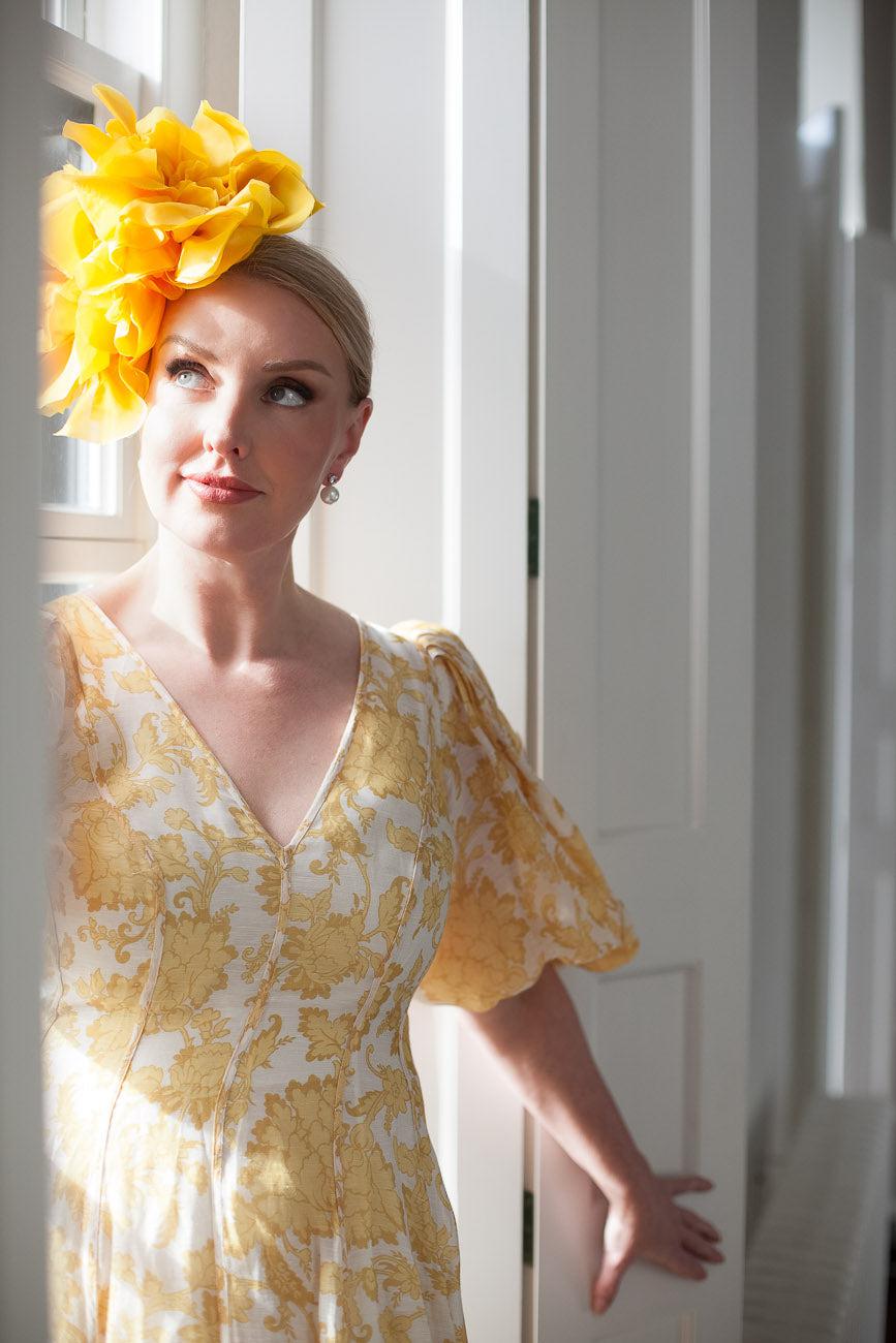 Yellow Silk Flower Fascinator