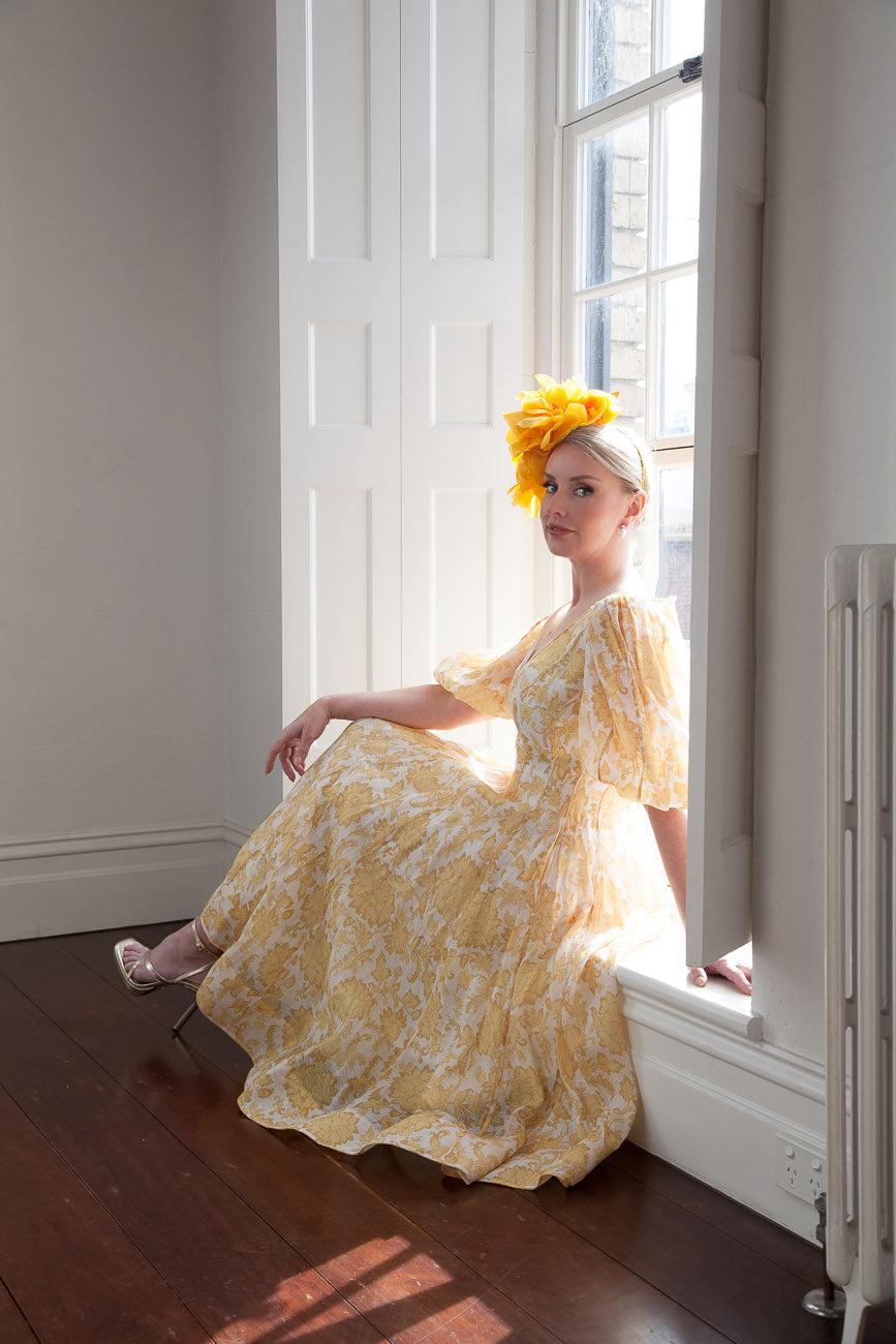 Yellow Silk Flower Fascinator