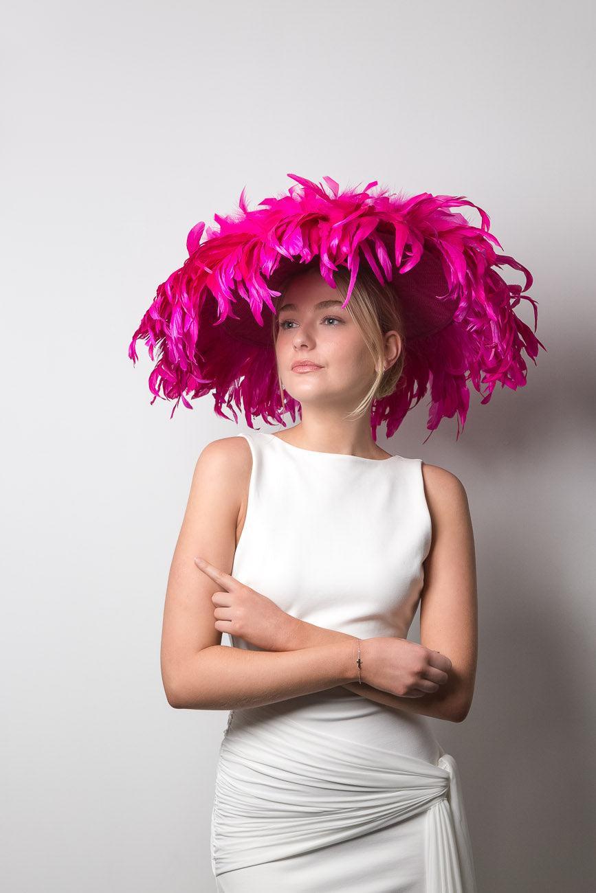 Cerise Pink Feather Brim
