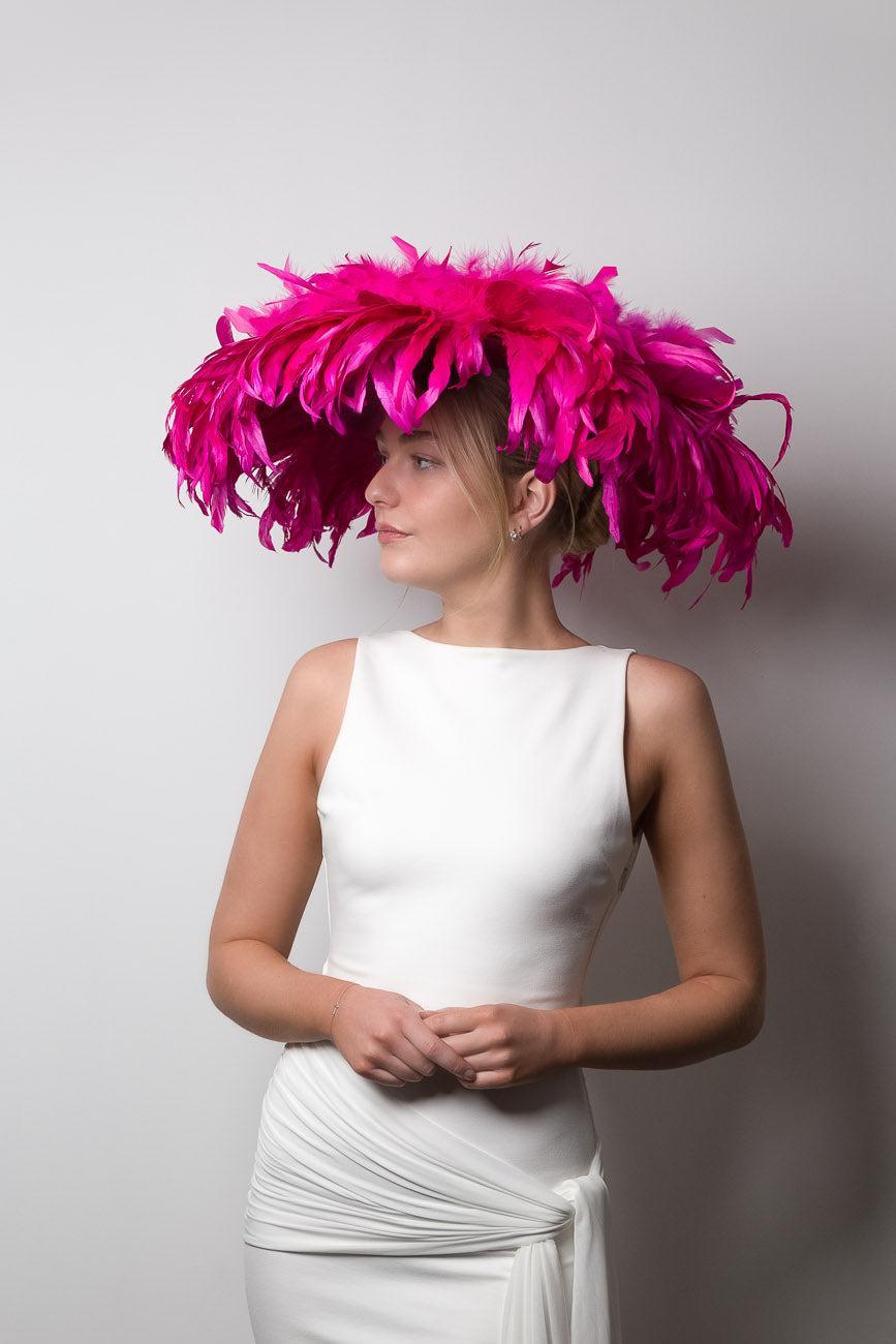 Cerise Pink Feather Brim