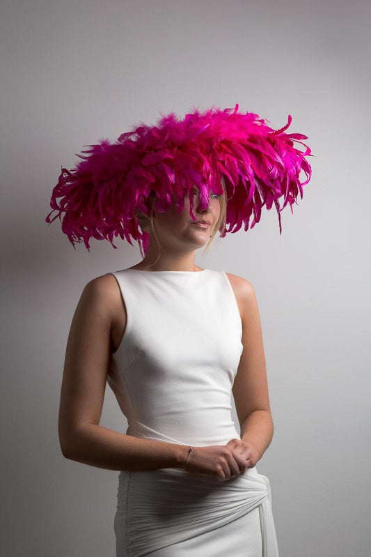 Cerise Pink Feather Brim