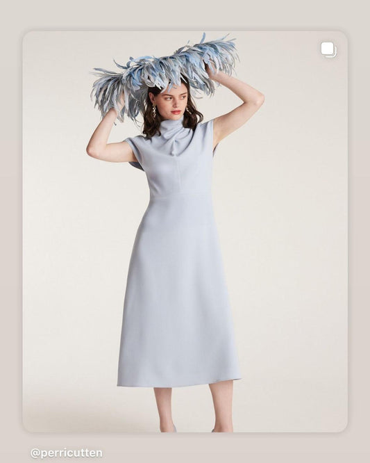 Pastel Blue Feather Hat