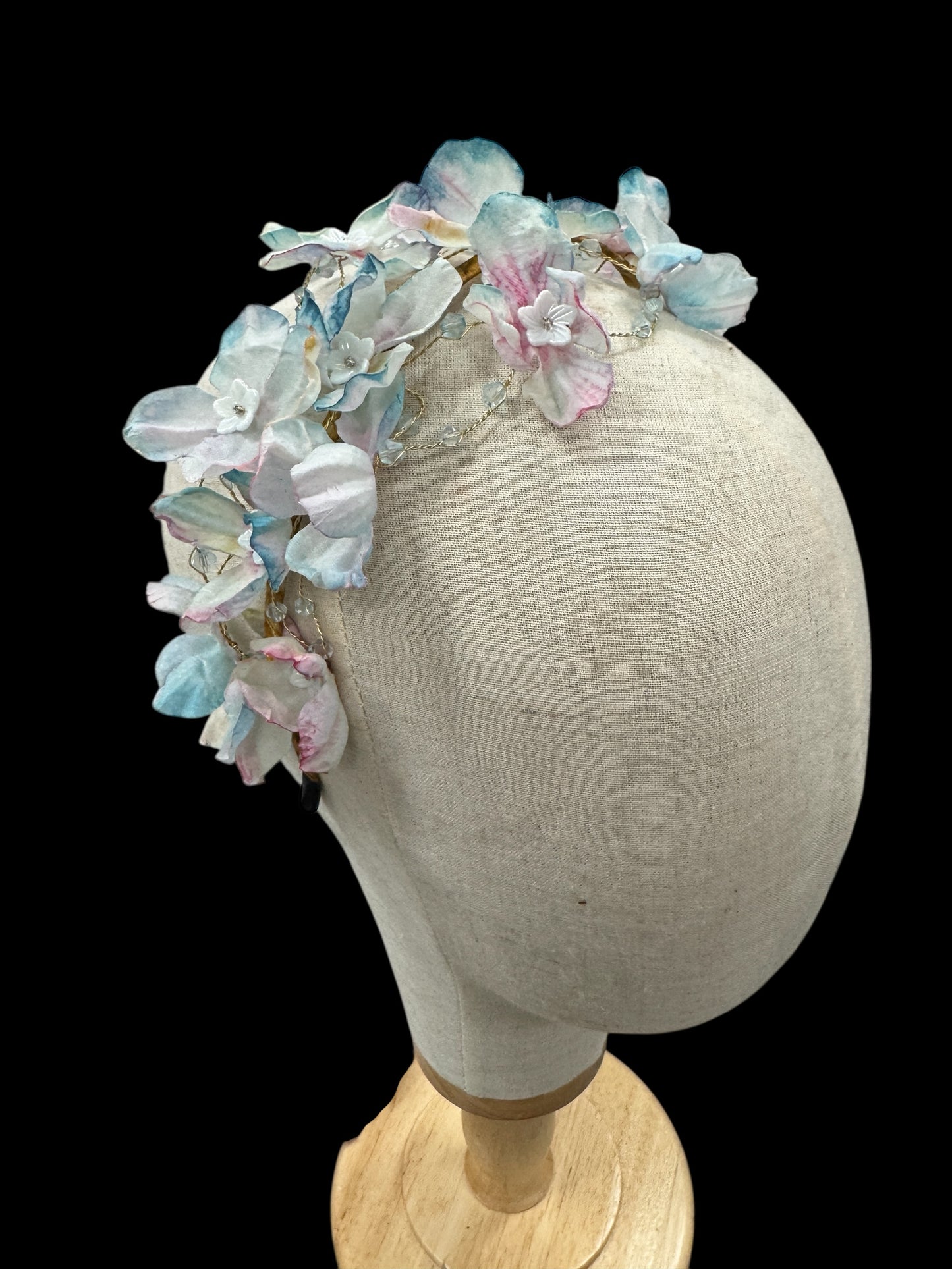 Pastel White Blue Flower Headband