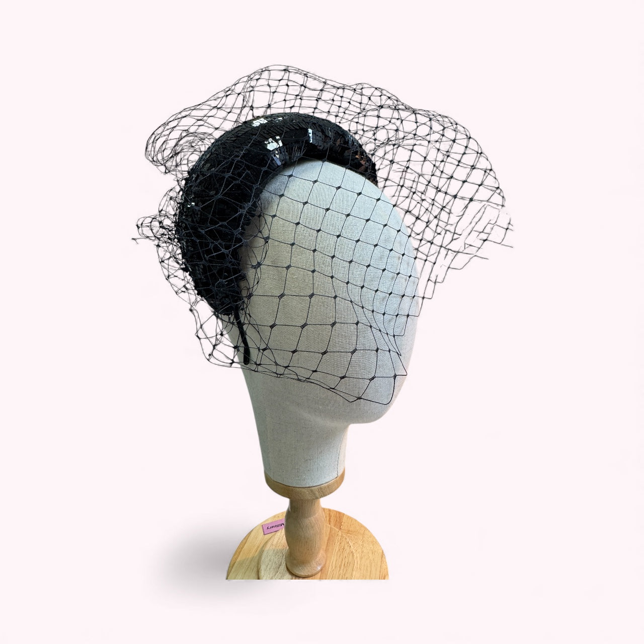 Black Sequin Bandeau with Veil