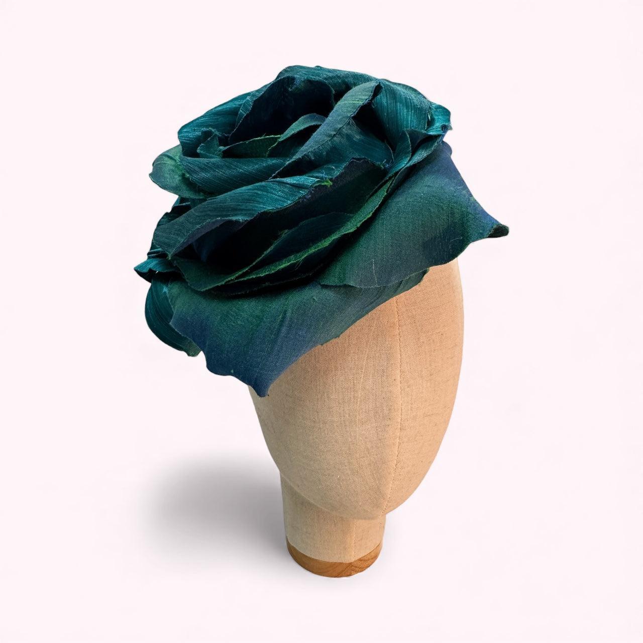 Teal Green Silk Flower Headpiece