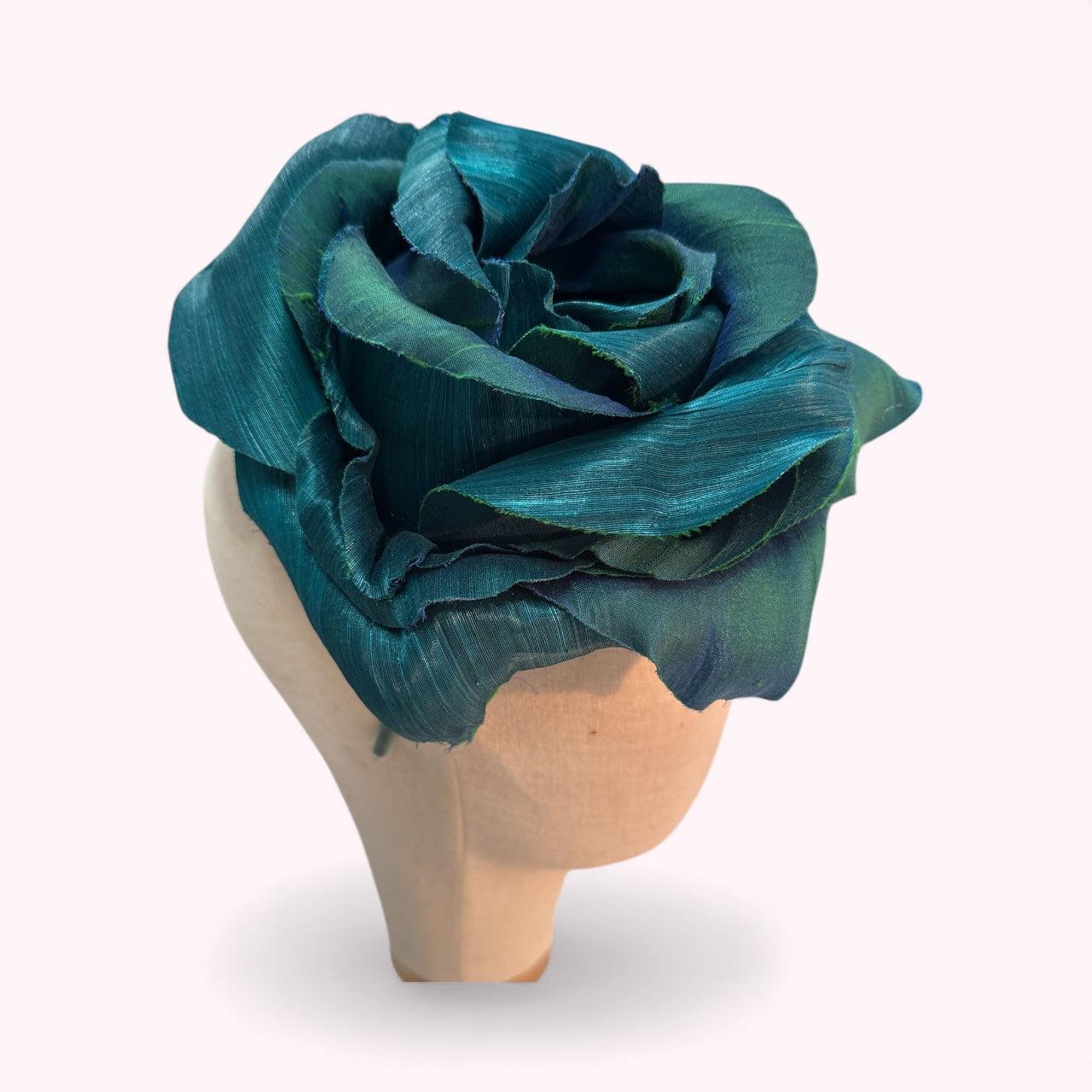 Teal Green Silk Flower Headpiece