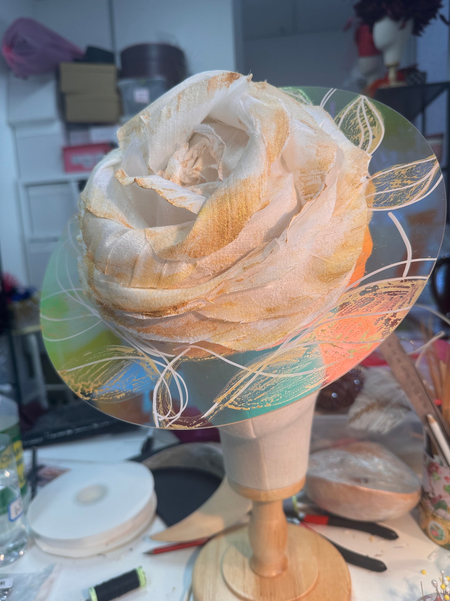 White Gold Perspex Fascinator