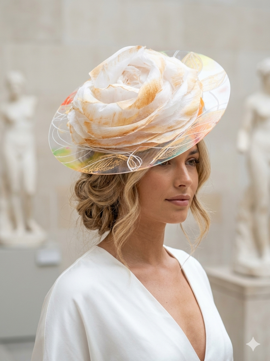 White Gold Perspex Fascinator