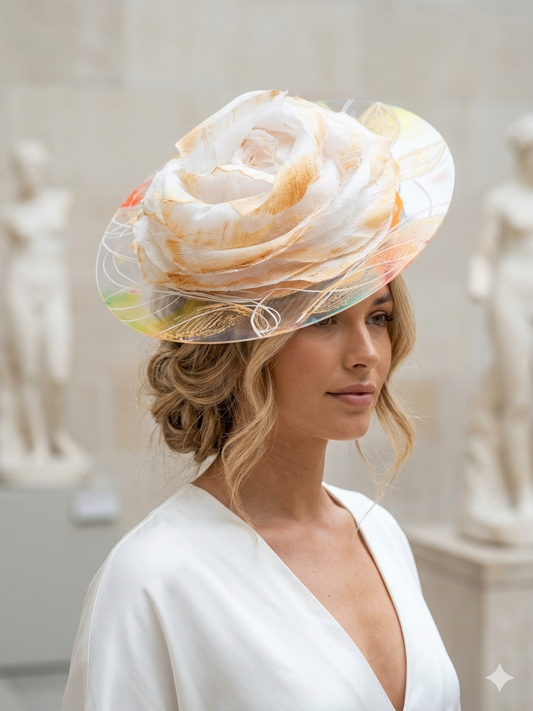 White Gold Perspex Fascinator