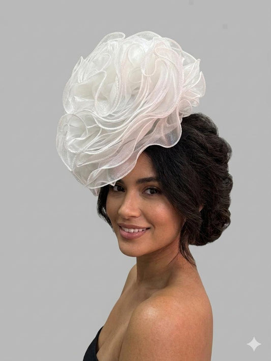 White Ruffle Flower Hat