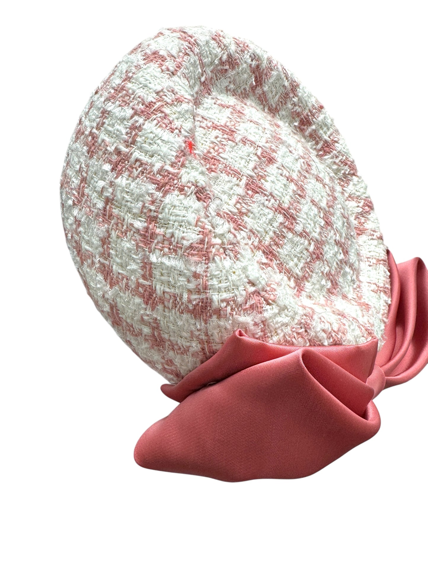 Pink and White Fabric Pillbox