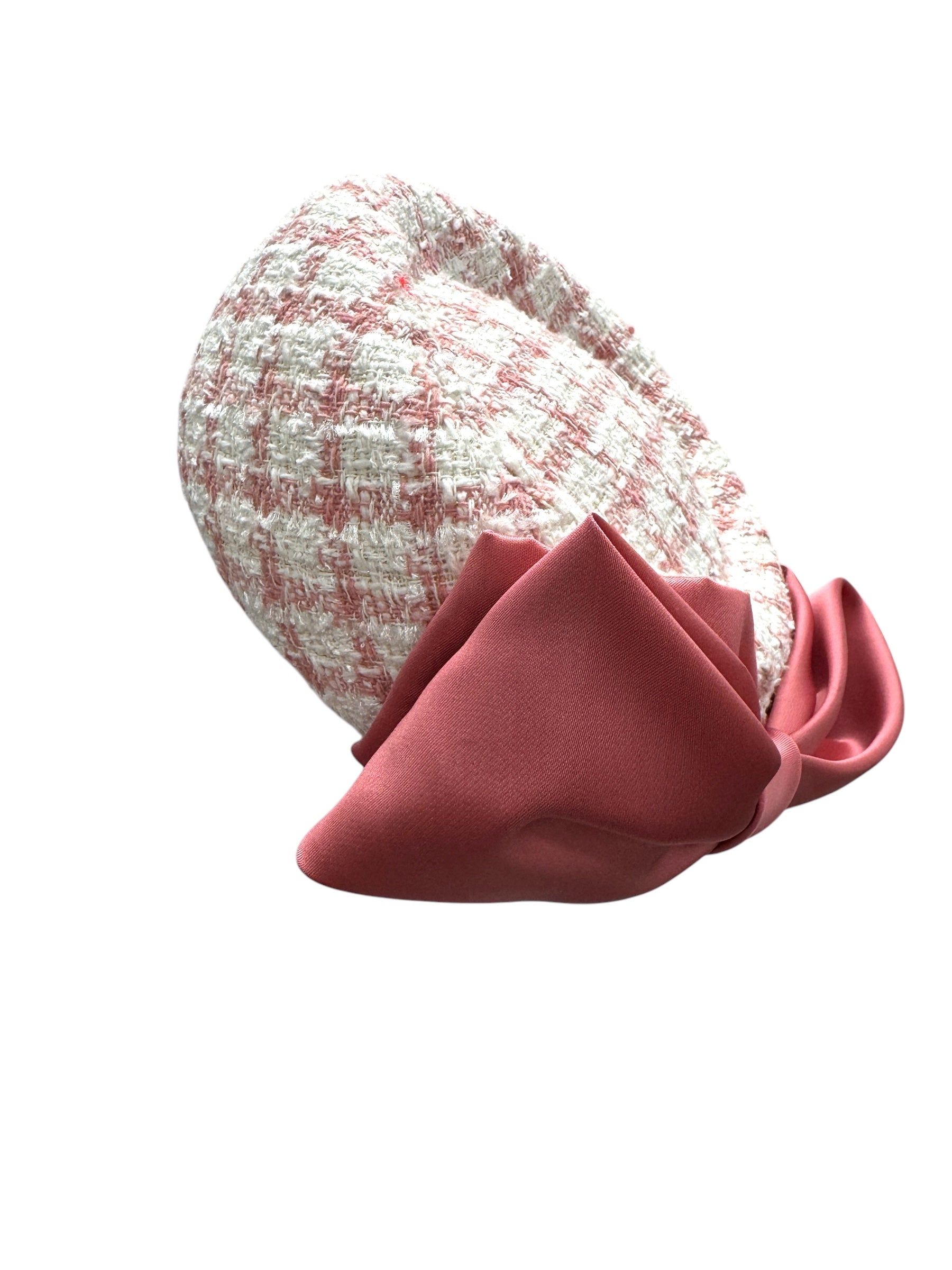 Pink and White Fabric Pillbox