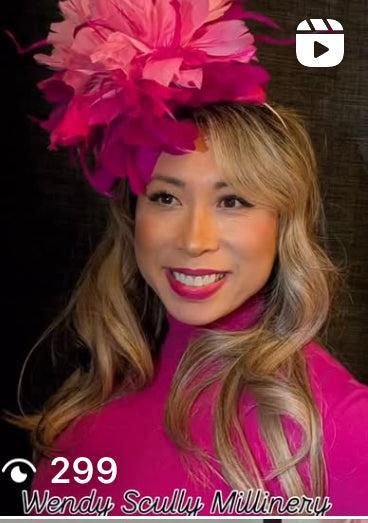 Pink Feather Flower Fascinator