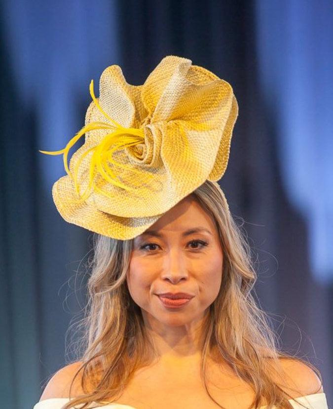 Lemon Textured Straw Fascinator