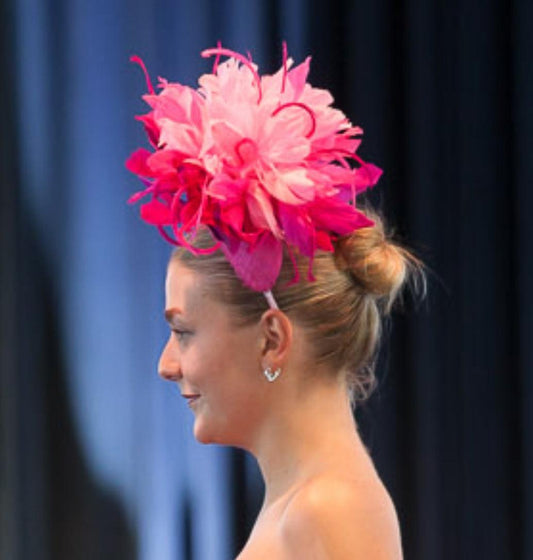 Pink Feather Flower Fascinator
