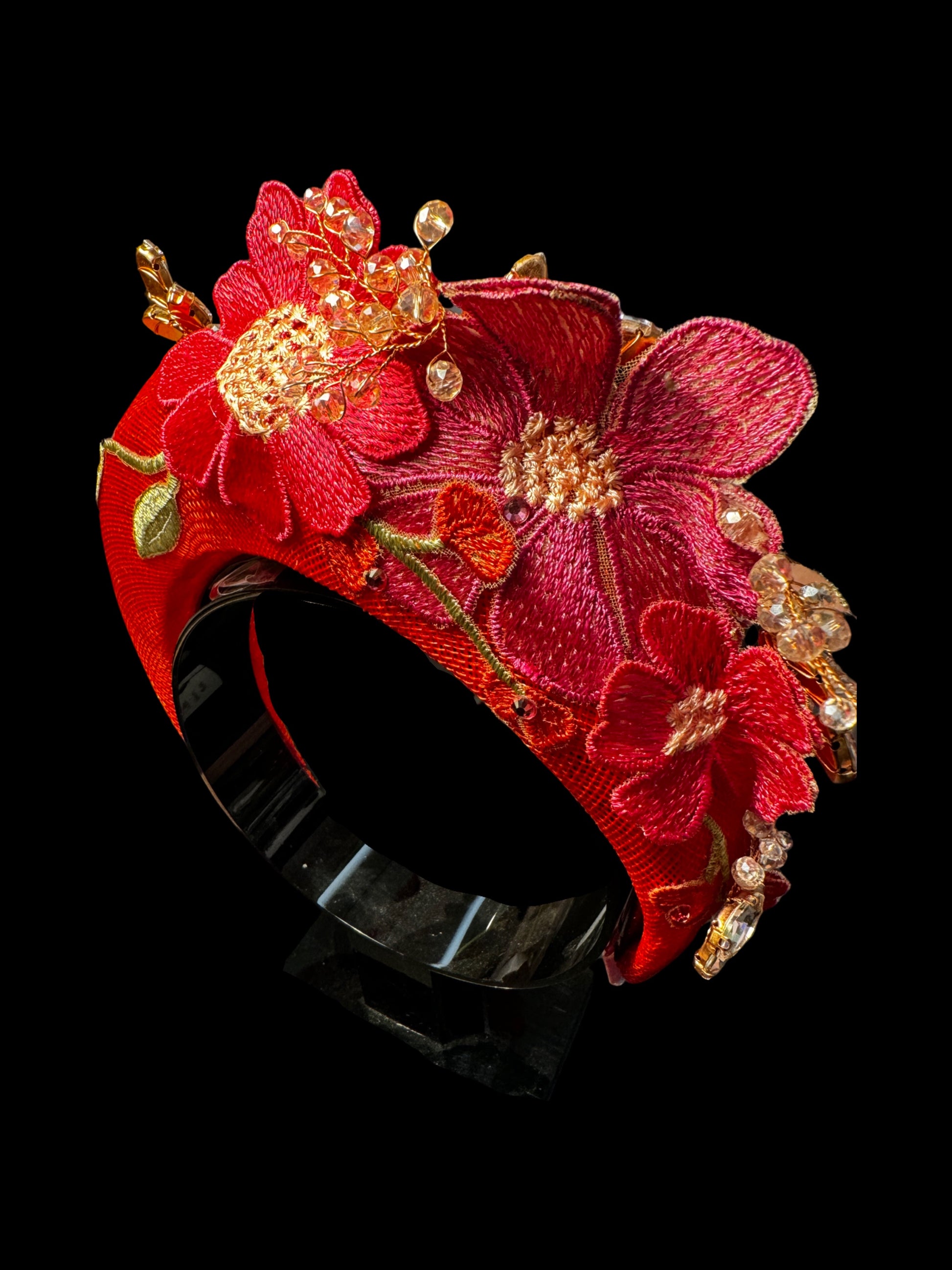 Red Sinamay Halo Crown