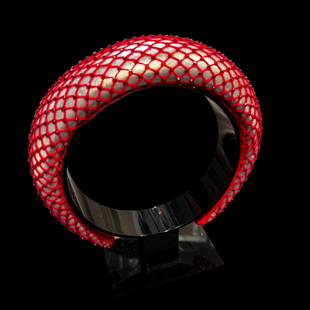 Red and Silver Mesh Headband