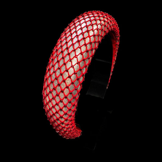 Red and Silver Mesh Headband