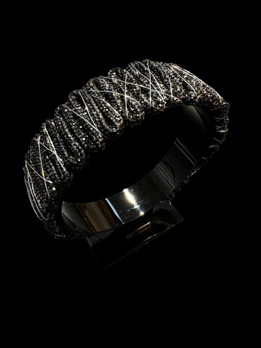 Black Bling Silver Wire Headband