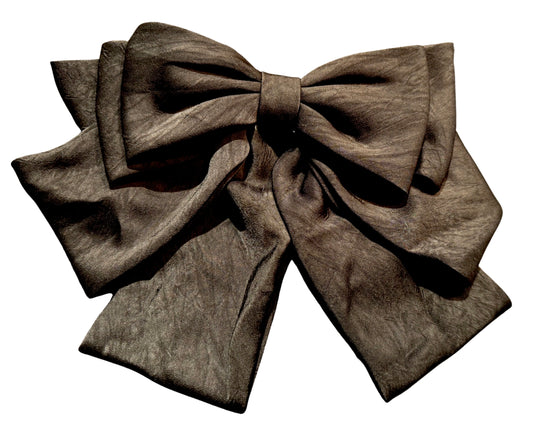 Black Textured Fabric Bow