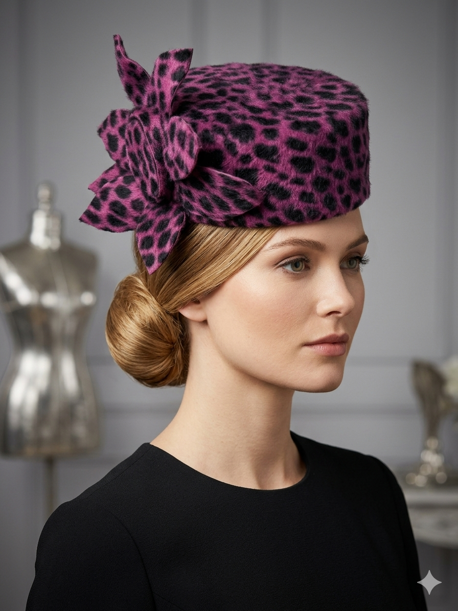 Cerise Spot Felt Pillbox