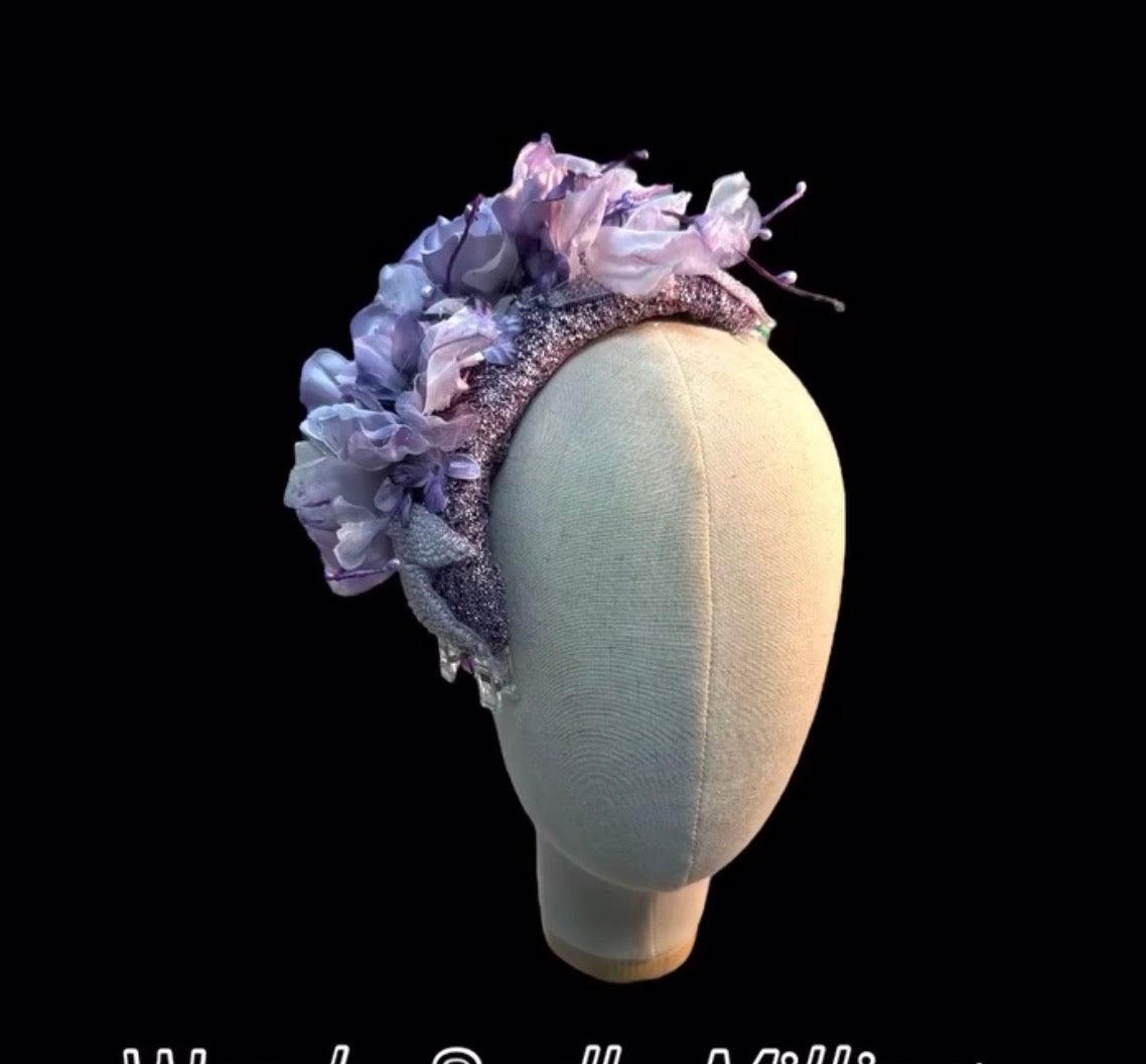 Lavender Flower Bibi Side Headpiece.