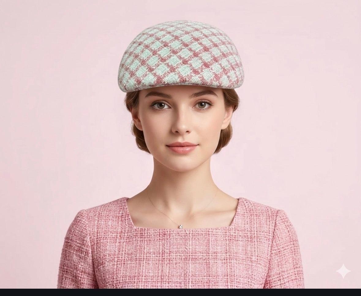 Pink Tweed Fabric Cap