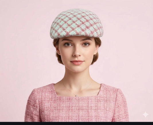 Pink Tweed Fabric Cap