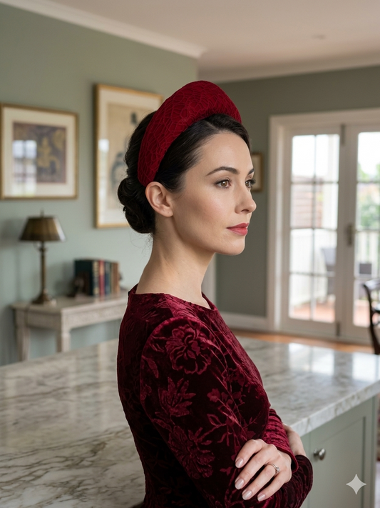 Dark Red Fabric Headband