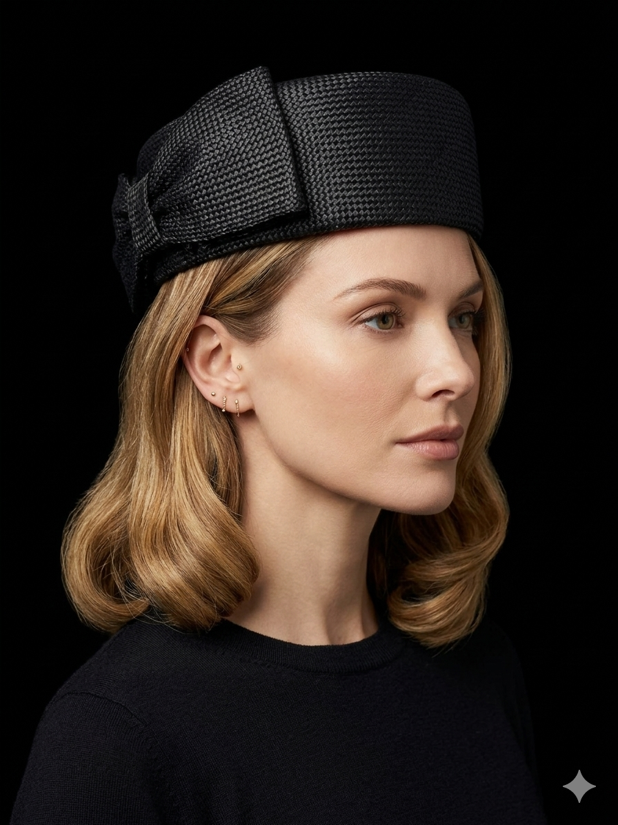 Black Straw Pillbox