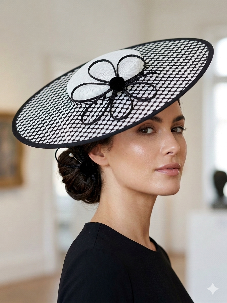 Black and White Flat  Brim Hat
