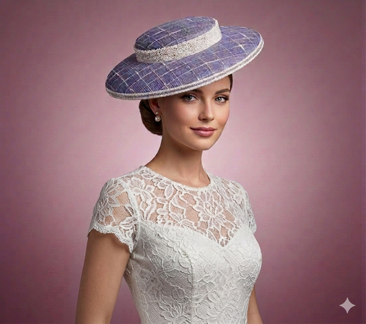 Short Brimmed Hat in Lavender Linen