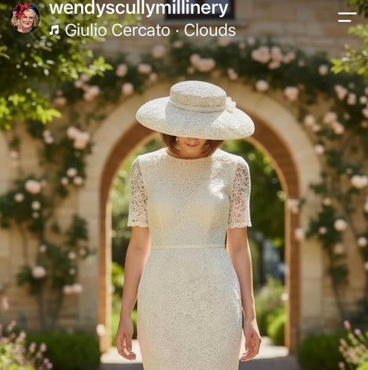 Cream Lace Brimmed Hat