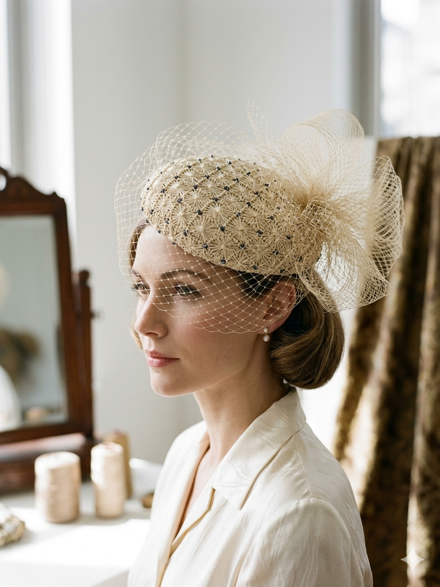 Raffia Straw Button in Cream