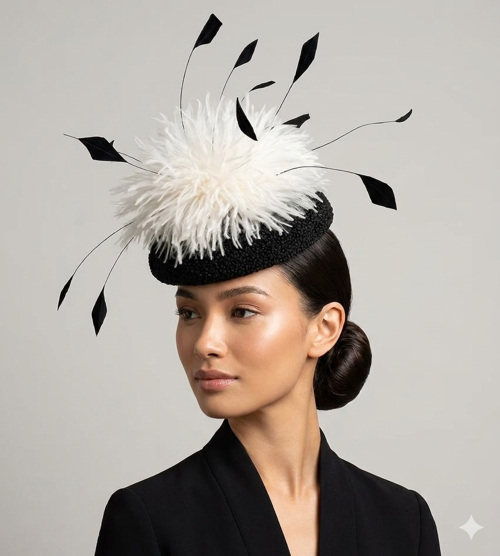 Derby Button Hat with Feather Flair