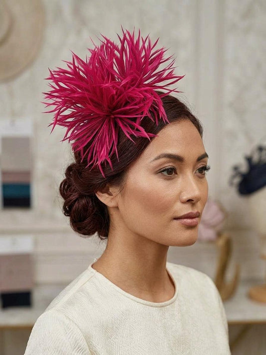 Cerise Pink Feather Fascinator