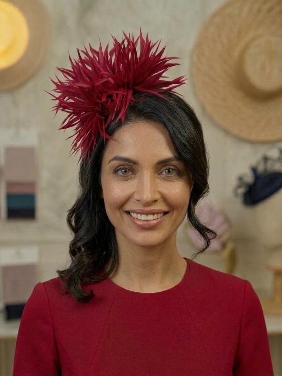 Red Feather Flower Fascinator