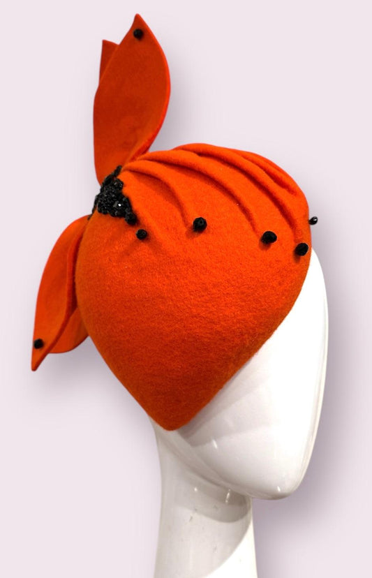 Orange Wool Tear Drop Hat