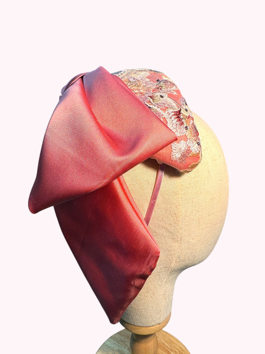 Pink Silk Bow Fascinator Headband